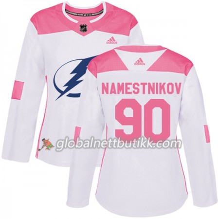 Tampa Bay Lightning Hockeydrakt Vladislav Namestnikov 90 2017-2018 Hvit Rosa Fashion Adidas Authentic - Dame